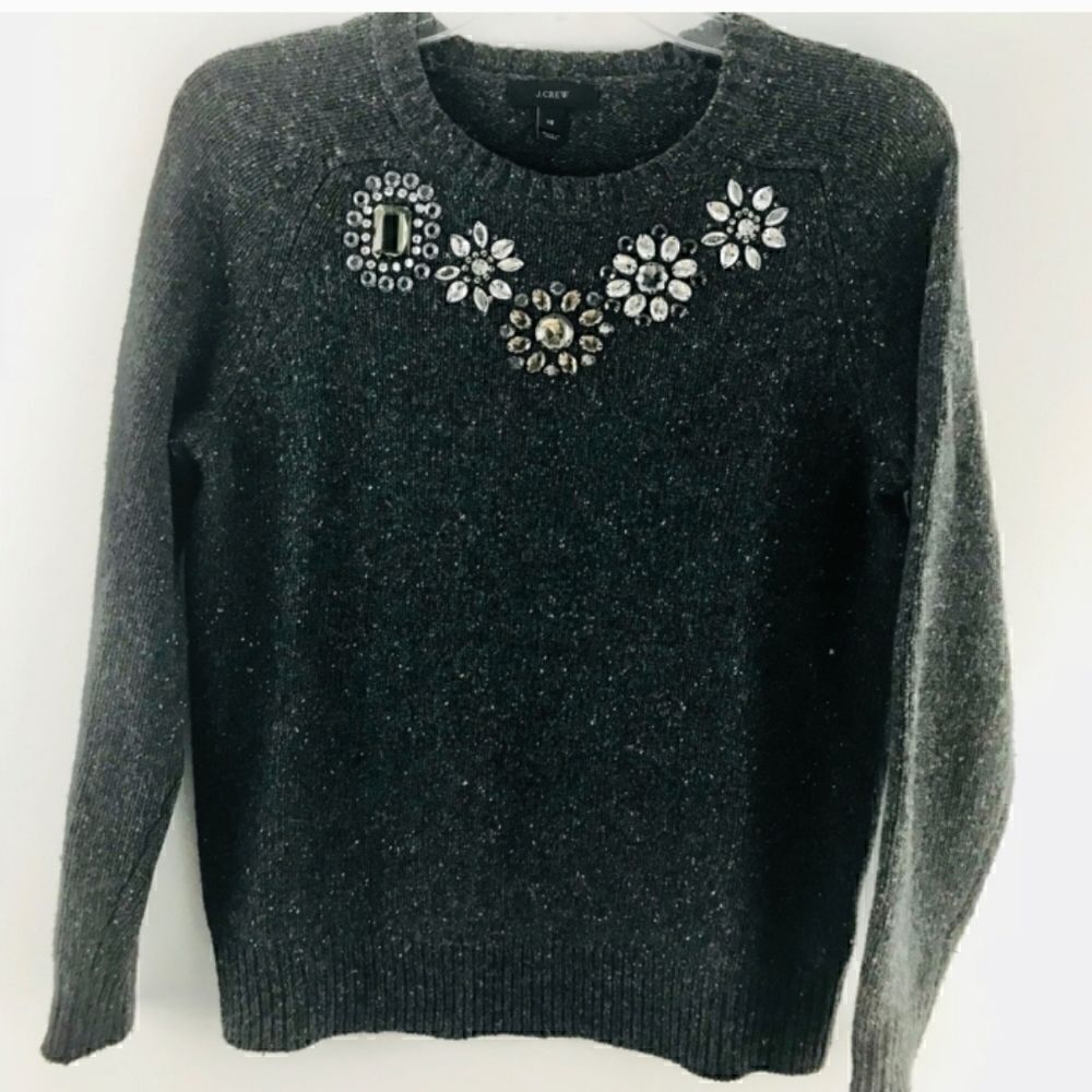 J CREW Lambswool Donegal Jeweled Sweater XSMALL - Picture 3 of 10